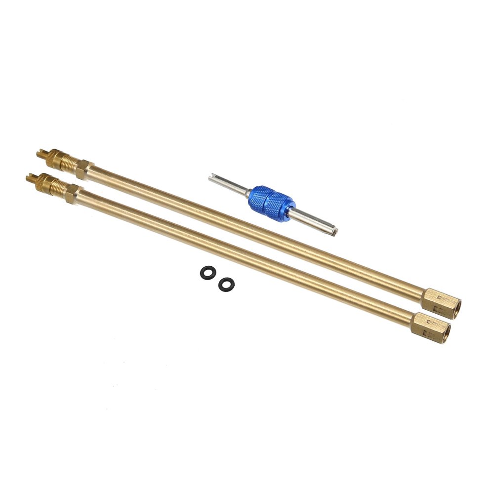 REPAIROCK 1 Set 7.87" Dually Valve Stem Extenders Straight Dual Tire Valve Extension for Car Truck RV Pickup Motorcycle Gold Tone Auto Replacement Parts