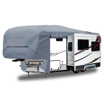 GEARFLAG Fifth Wheel RV Cover fits 40-43 Toy Hauler Motorhome with Slide Out Roll-up Opening Reinforced Windproof Side-Straps Reflective Safety Strips Anti-UV Water-Resistance Heavy Duty Fabric