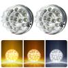 2PCS 17 LED Dual Revolution Amber Turn Signal & White Auxiliary Watermelon Lights, Clear Lens with Stainless Steel Bezel, Compatible with Freightliner, Ke-nw-or-th, Peterbilt & Heavy Trucks view 1