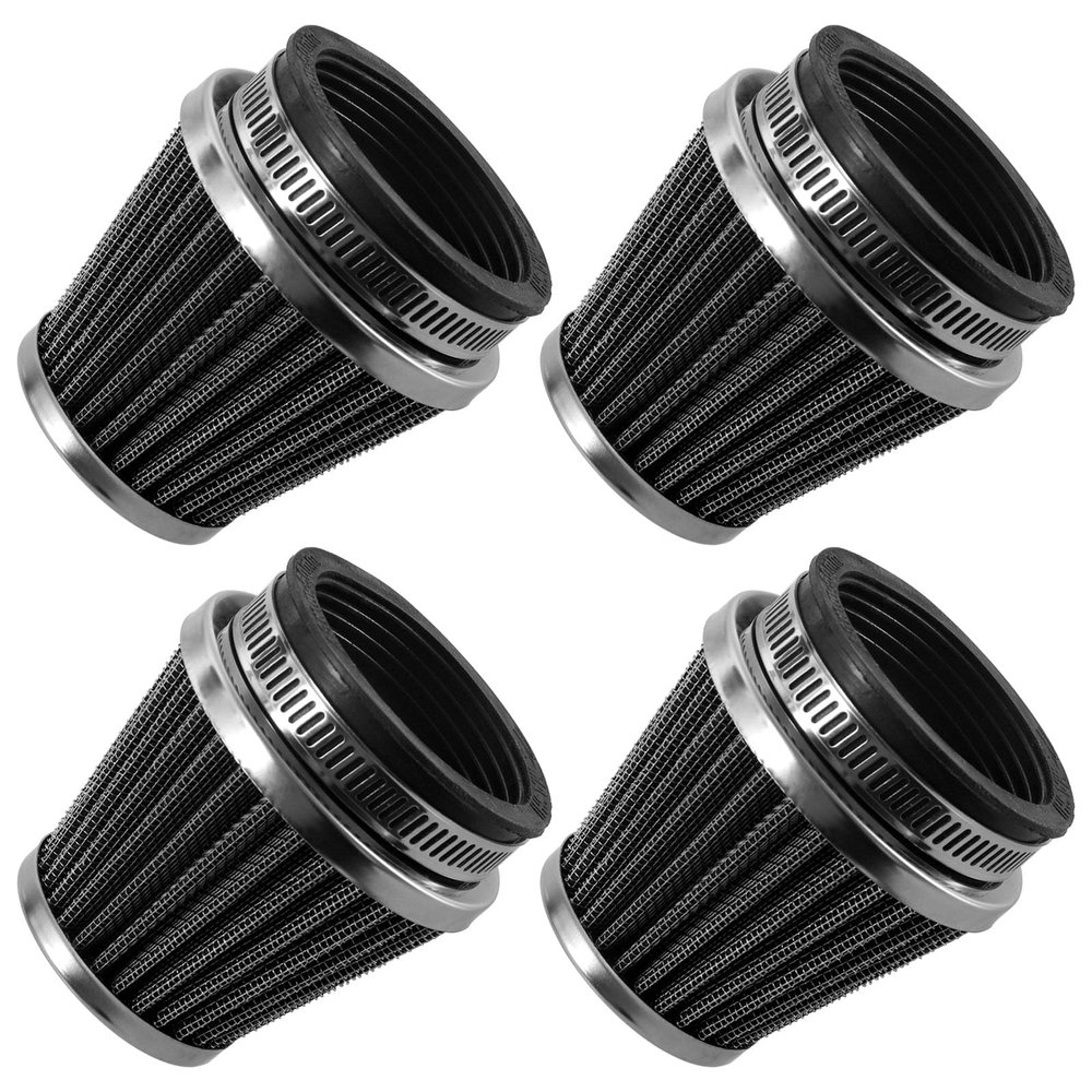 Unifizz 50mm Cold Air Intake Filter, Universal Turbo Vent Breather Filter for Motorcycle Engine Crankcase Air Vent Valve Covers, Reusable Washable Black Air Filters - 4Pcs