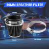 Unifizz 50mm Cold Air Intake Filter, Universal Turbo Vent Breather Filter for Motorcycle Engine Crankcase Air Vent Valve Covers, Reusable Washable Black Air Filters - 4Pcs view 3