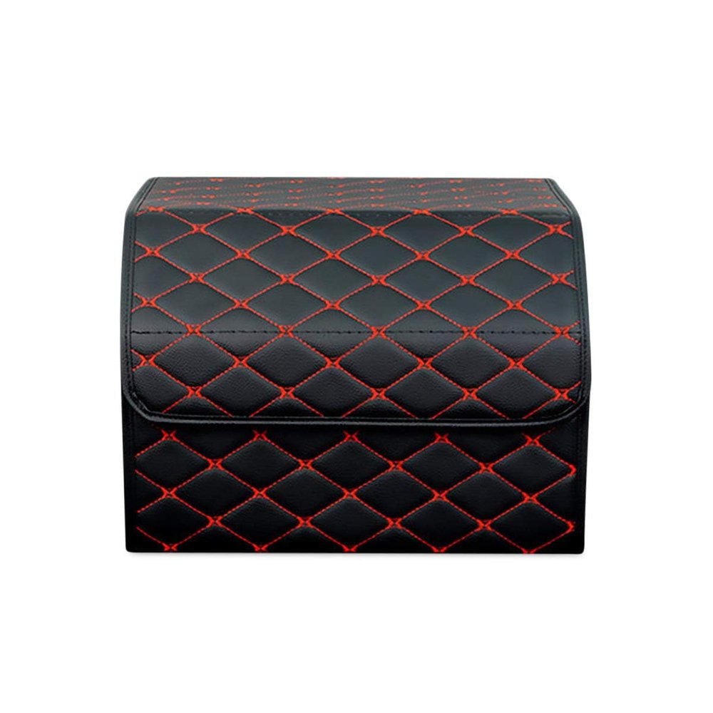 ZYLHDD Car Trunk Organizer Box for Honda Accord 2023 2024,Luxury Waterproof PU Multipurpose Collapsible Storage Box & Foldable Luggage Camping Picnic Suitcase,M-Black Red