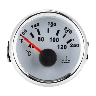 52mm/2in Marine Engine Water Temperature Gauge 40-120 Temp Meter for Boat RVBlack Dial Silver Cover, Multifunctional Accessory for Home Use (White Dial Silver Bezel)