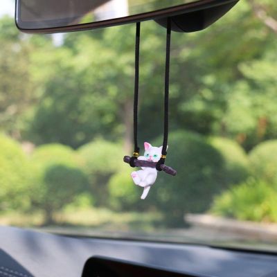 Cute Cat Car Pendant Ornament Swing Car Hanging Ornament Rearview Mirror Charms Decoration for Car Mirror Hanging Accessories Car Decorations Car Interior Accessories