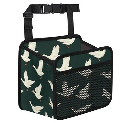 HISQSTUU Funny Goose Bird Car Backseat Organizer PU Leather Automotive Back Seat Storage Bag Universal Hanging Garbage Box Travel Accessories Foldable