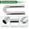 Motoforti 180 Degree U BendMandrel Exhaust Pipe DIY Custom Car Modified Exhaust Pipe Tubing Piping 2.5" OD 11.81" Leg Length T316 Stainless Steel Silver Tone view 4