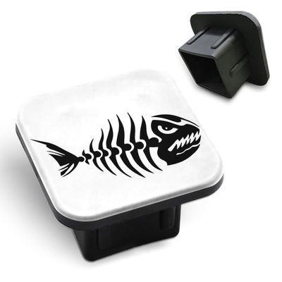 Tnomchey Fish Skeleton Receiver Cover Hitch Plugs Black Cartoon Old Tattoo Sea Fish Skull Rubber Receiver Tube Hitch Plug Car Exterior Accessories Fits for Pickup Trucks Cars