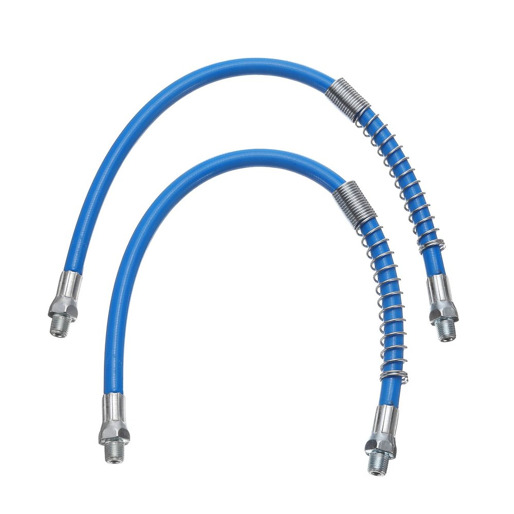 HARFINGTON 2Pcs Grease Gun Hose 15.7" 10000 PSI Spring Flex High Pressure Quick Release Grease Replacement with Coupler 1/8" NPT Threads for Grease Gun, Blue