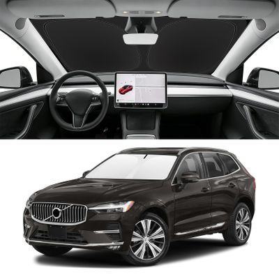 SLOGENTO Custom Fit Windshield Sun Shade for Volvo XC60 2018-2026, Blocks UV & Heat, Front Window Sunshade Accessorie, Easy Fold & Store Keep Your Car Cooler