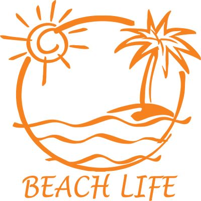 Beach Palm Tree Life Sun Group Vehicle/car/Truck/Smooth Surface die Cut Vinyl Decal Sticker (Orange)