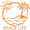 Beach Palm Tree Life Sun Group Vehicle/car/Truck/Smooth Surface die Cut Vinyl Decal Sticker (Orange) view 1