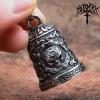 MOYOZZ Old School Biker Skull Bell - Viking Warrior Skull Motorcycle Biker Bell Hanger or Key Chain for Good Luck on The Road (Grey) view 2