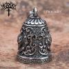 MOYOZZ Old School Biker Skull Bell - Viking Warrior Skull Motorcycle Biker Bell Hanger or Key Chain for Good Luck on The Road (Grey) view 3