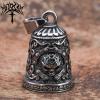 MOYOZZ Old School Biker Skull Bell - Viking Warrior Skull Motorcycle Biker Bell Hanger or Key Chain for Good Luck on The Road (Grey) view 4