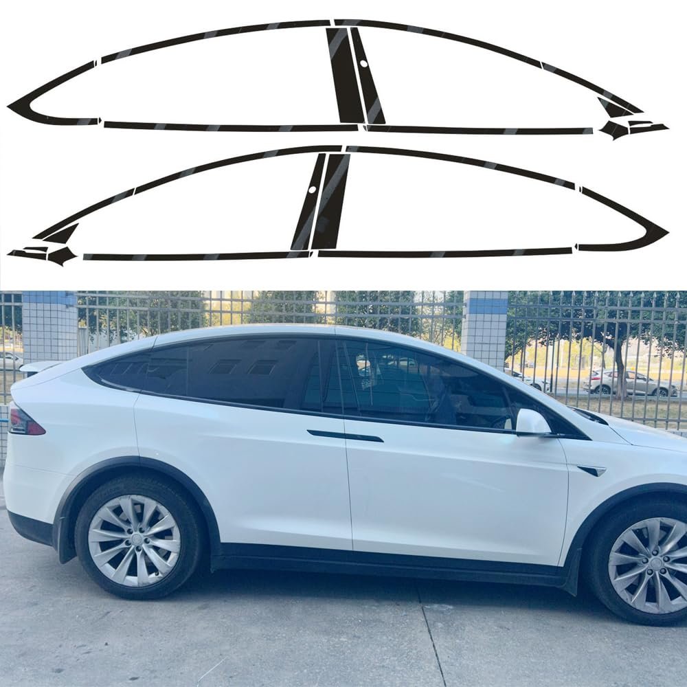 UYITO Window Trim Chrome Delete Blackout Overlay Pre-Cut Genuine Vinyl KK for Tesla Model X 2016-2020 Glossy Black Pattern