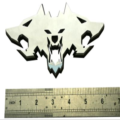 1pc New Big Size Wolf Pack Badges Emblems 6.5 inch 3D Front Logo Replacement for Tsla Cybertruck 2024 Car Truck Motorcycles Side Rear Styling Decal Sticker Universal Car (Chrome)