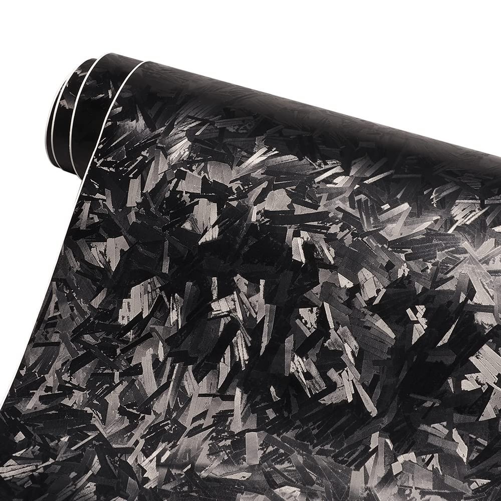 AuMoHall Black Forged Carbon Car Vinyl Wrap Matte Black Simulated Forged Carbon Fiber Satin Finish Car Body Film for Vehicle Interior Exterior Decoration, 59.84" x 78.74"