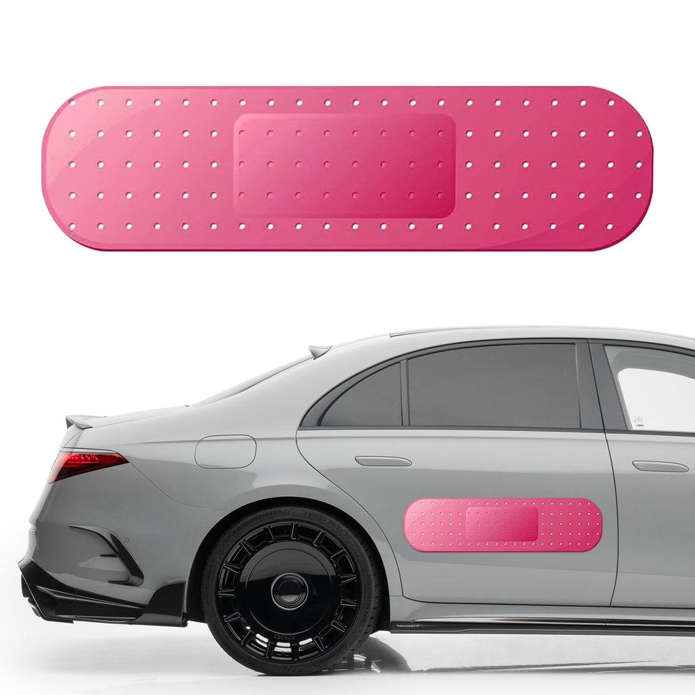 2PCS Car Bandaid Sticker, Giant Car Bumper Sticker Large Bandage Decal, Bandage Funny Automotive Decal, Car Decor Accessories Band-Aid Shape Stickers Large Decals Universal for Vehicle (Red*1)