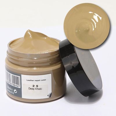 WOSLXM Leather Recoloring Balm, 2025 New Leather Recoloring Cream, Leather Repair Cream, Leather Color Restorer, Leather Filler Repair Kit for Furniture, Sofa, Car Seats, Shoes (#25-Deep Khaki)