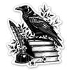 Raven on Books Sticker - for Water Bottle Phone Car Tumbler Laptop - Dark Gothic Academia Reading Reader Book Lover Decal - Waterproof Vinyl - 3" view 1