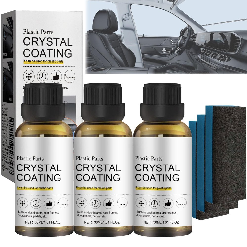 Crystal Coating for Car Plastic Parts, Plastic Restorer for Cars, Plastic Ceramic Coating for Cars, Plastic Revitalizing Coating Agent, Car Interior Refurbishment Agent, Plastic Repair Agent (3pcs)