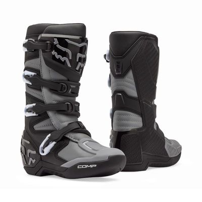 Fox Racing Youth Comp Motocross Dirt Bike Boots, Black/Grey, 2