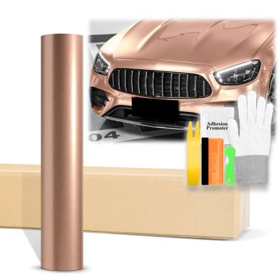 20"x60" (1.6FTx5FT) Gloss Metallic Rose Gold Glossy Vinyl Wrap Auto Car Sticker Decal Film Sheet Bubble Free Air Release Technology with Tool Kit