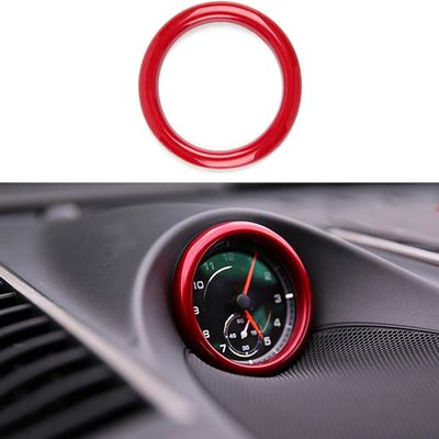 TLIFORT Dashboard Center Clock Surrounding Compass Cover Aluminum Ring Emblem Sticker for Porsche 911 718 Cayenne Macan Panamera, etc.(Red)