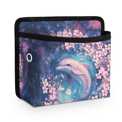 Darisoco Cherry Blossom Dolphin Car Seat Storage Organizer Automobile Seat Side Storage Hanging Bag Car Travel Accessories with Data Line Hole
