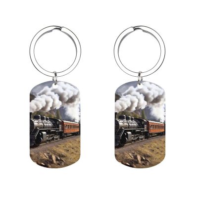 Stainless Steel Keychain Steam Locomotive Train Metal Key Ring Tags Hanging Tags Premium Keychains Clips Key Chain Ring Clip Holder Organizer for Home Car Keys