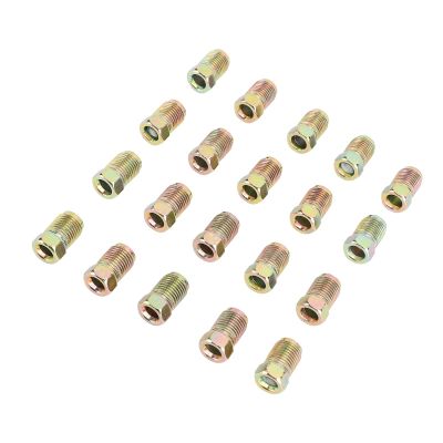 Brake Line Nuts Fittings, M10 X 1mm Metric, Metal, 3/8 Inch Threads, Fits 3/16 Inch Brake Pipes, 20 Pieces
