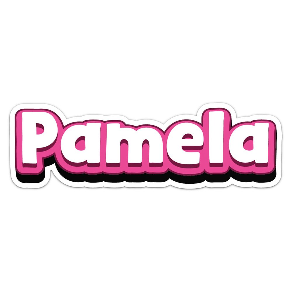 Pamela Name Sticker - Waterproof Vinyl Decal for Car Bumper, Water Bottle Laptop Luggage Bike Phone Cases Wall Window, Sticker - 5'' Longer Side