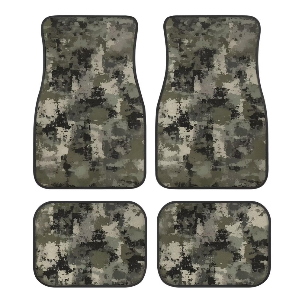 Amzbeauty Camouflage Print Universal Car Mats Front Rear All Seasons Protection Non-Slip Durable Design