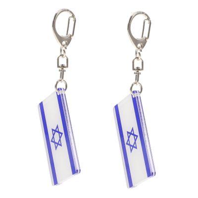 STOBAZA Israel Flag Keychains 2pcs Plastic Metal Creative Key Rings