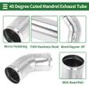 Motoforti 70mm / 2.75" OD T304 Stainless Steel 45 Degree Mandrel Exhaust Tube with Bead Roll DIY Custom Car Modified Exhaust Pipe Tubing Piping 3.94" Length Silver Tone view 4