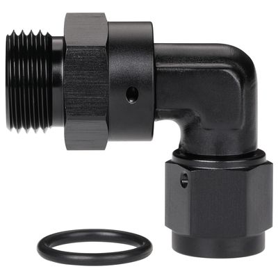 Podavelle 6AN Female Flare Swivel to 8AN -8 ORB Male O-ring Boss 90 Degree Fitting Adapter Aluminum Black