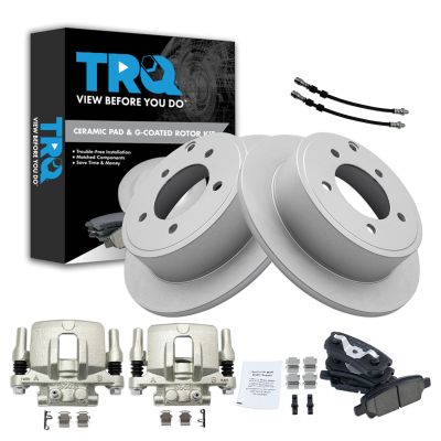 TRQ Rear Brake Pad and Rotor Set Ceramic Coated Rotors Calipers