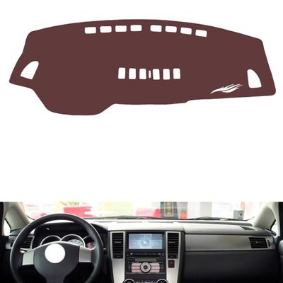 Leather Dashboard Cover Compatible with Nissan Tiidano Sensor 2005-2008,Dash Board Cover mat Anti-Slip Sun-Proof and dust-Proof(Brown)