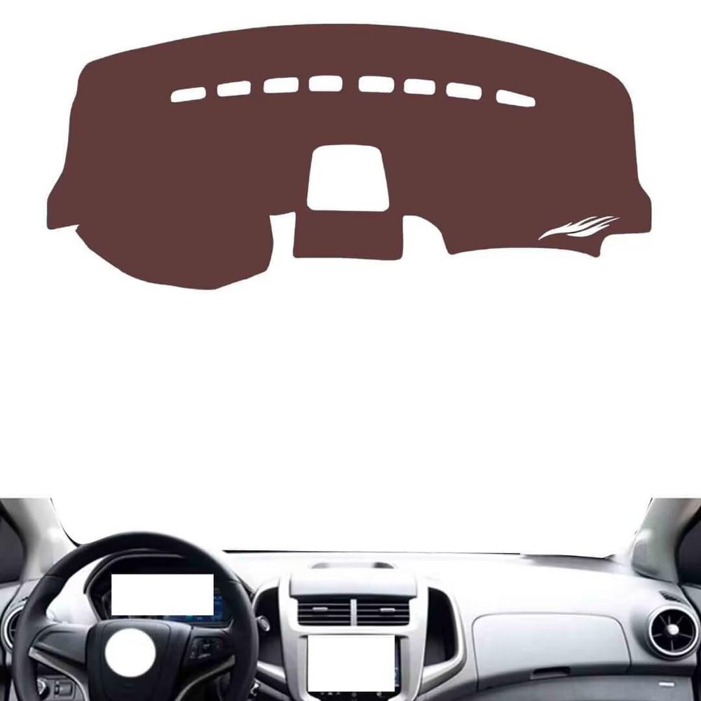 Leather Dashboard Cover Compatible with Chevy Aveo 2011-2013,Dash Board Cover mat Anti-Slip Sun-Proof and dust-Proof(Brown)