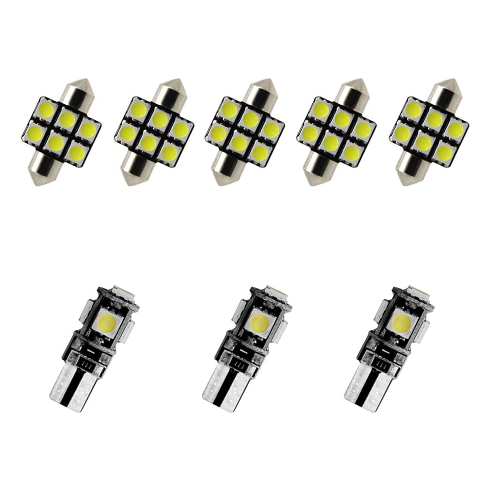 8X-SPEED 8PCS Led Interior Light Bulb 5050 Chip Fit for Nissan Sentra MK4 19952002 Done Read Glove Box Trunk Vanity Mirror Sun Visor Light