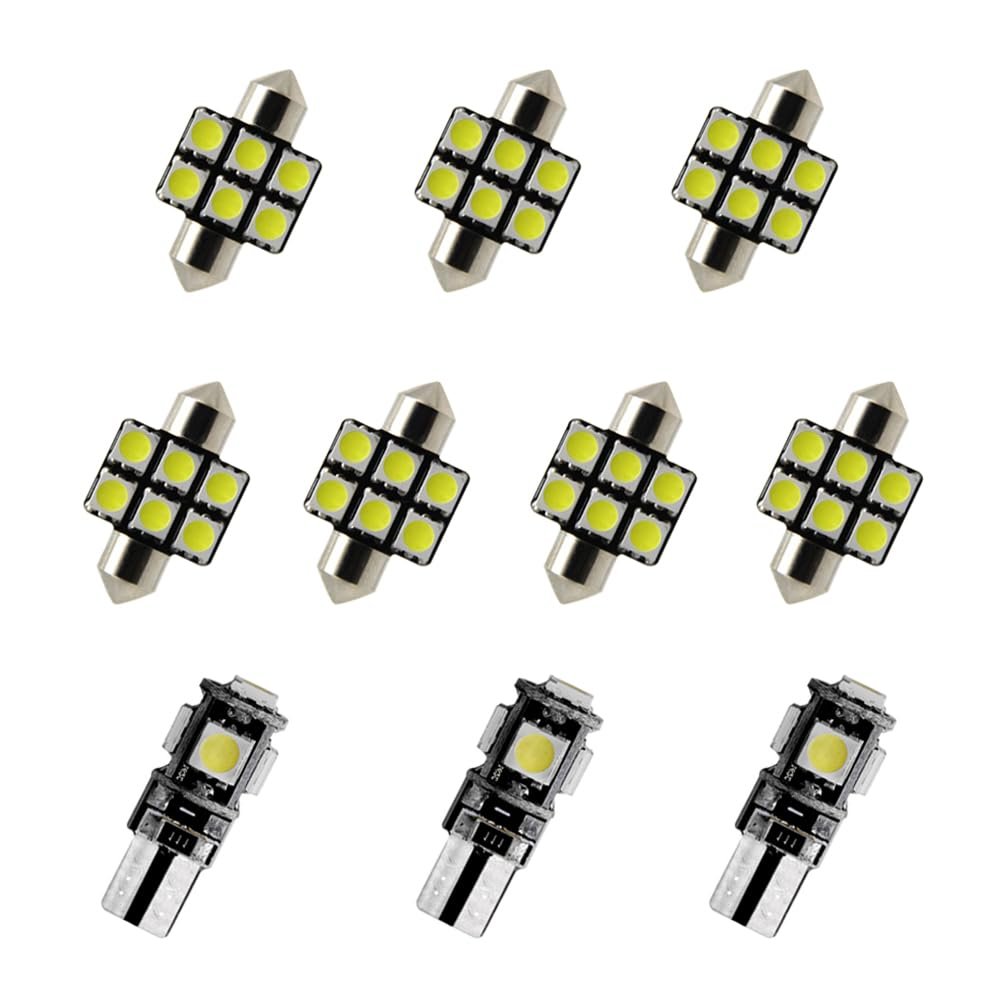 8X-SPEED 10PCS Led Interior Light Bulb 5050 Chip Fit for Nissan Murano MK1 20032007 Done Read Glove Box Trunk Vanity Mirror Sun Visor Light