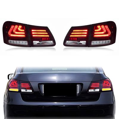 HENGYIX LED Light Tail Lights Compatible With LEXUS GS GS300 2004-2011, Pair Smoky Black Sequential Tail Lights Assembly