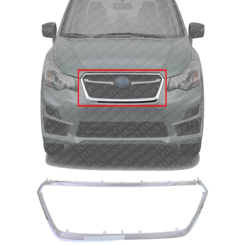 AUTOS PARTS PLUS Front Grille Surround Molding Chrome Direct Replacement Compatible With 2015-2016 Subaru Impreza / 2013-2015 XV Crosstrek SU1202100 91123FJ050