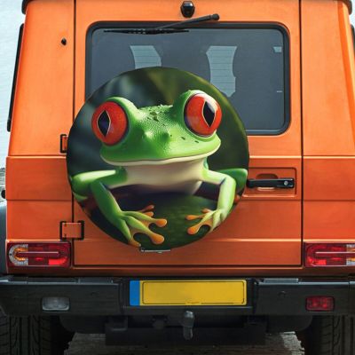 Spare Tire Cover Waterproof Dust-Proof Universal Wheel Tire Cover Cute Frog Camper Tire Cover Protectors Anti-Sun Snow Rain Tire Wheel Protector for Truck SUV Trailer RV 15 inch