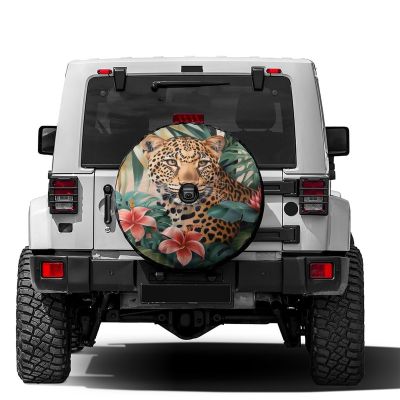 Foruidea Green and Pink Leopard Spare Tire Cover with Backup Camera Hole Wheel Tire Cover Fit Trailer, RV, SUV and Many Vehicle 16inch