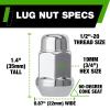 DPAccessories Chrome 1/2-20 Lug Nuts | Closed End Bulge Acorn | 36mm (1.4") Tall | 19mm (3/4") Hex | Pack of 4 | D3112-HT-2305/4 view 2