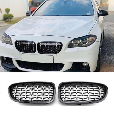Silver Diamonds Style Upper Racing Grilles For BMW 5-Series F10 F11 F18 2010-2017 528i 535i Front Bumper Grid Grills