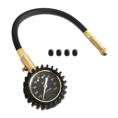 100 Psi Air Tire Gauge with 2 Inch Dial Brass