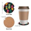 Car Coaster Absorbent Coaster for Cup Holders 2 PCS Tropical Pineapple Car Cup Coaster Non-Scratch Cork Base Drink Coasters for Auto Accessories view 2