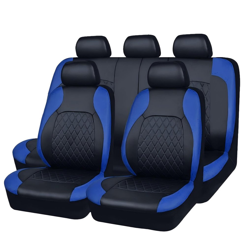 YFBMDFC Car Seat Covers for Toyota Kluger 2013 2014 2015 2016,Car Seat Cushions,Seat Cover Sets Automotive Accessories,Black & Blue 9pcs